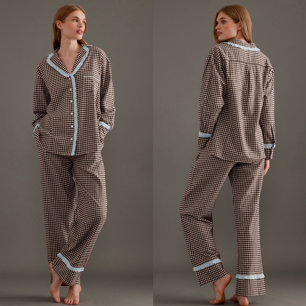 Damson Madder Antonia Organic Cotton Gingham Pyjamas Set Sz UK 8= US 4 - Picture 4 of 12